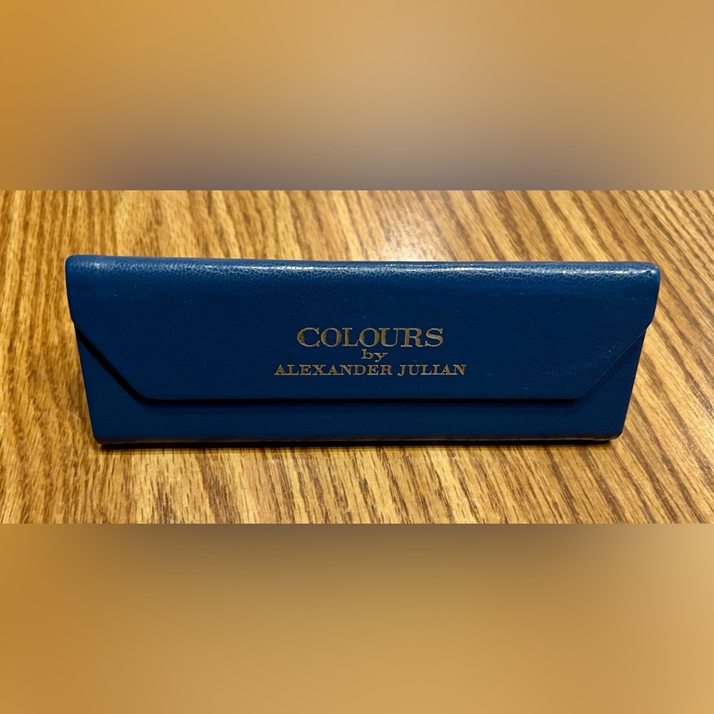 Colours by Alexander Julian Blue Leather Eye Glass Case.